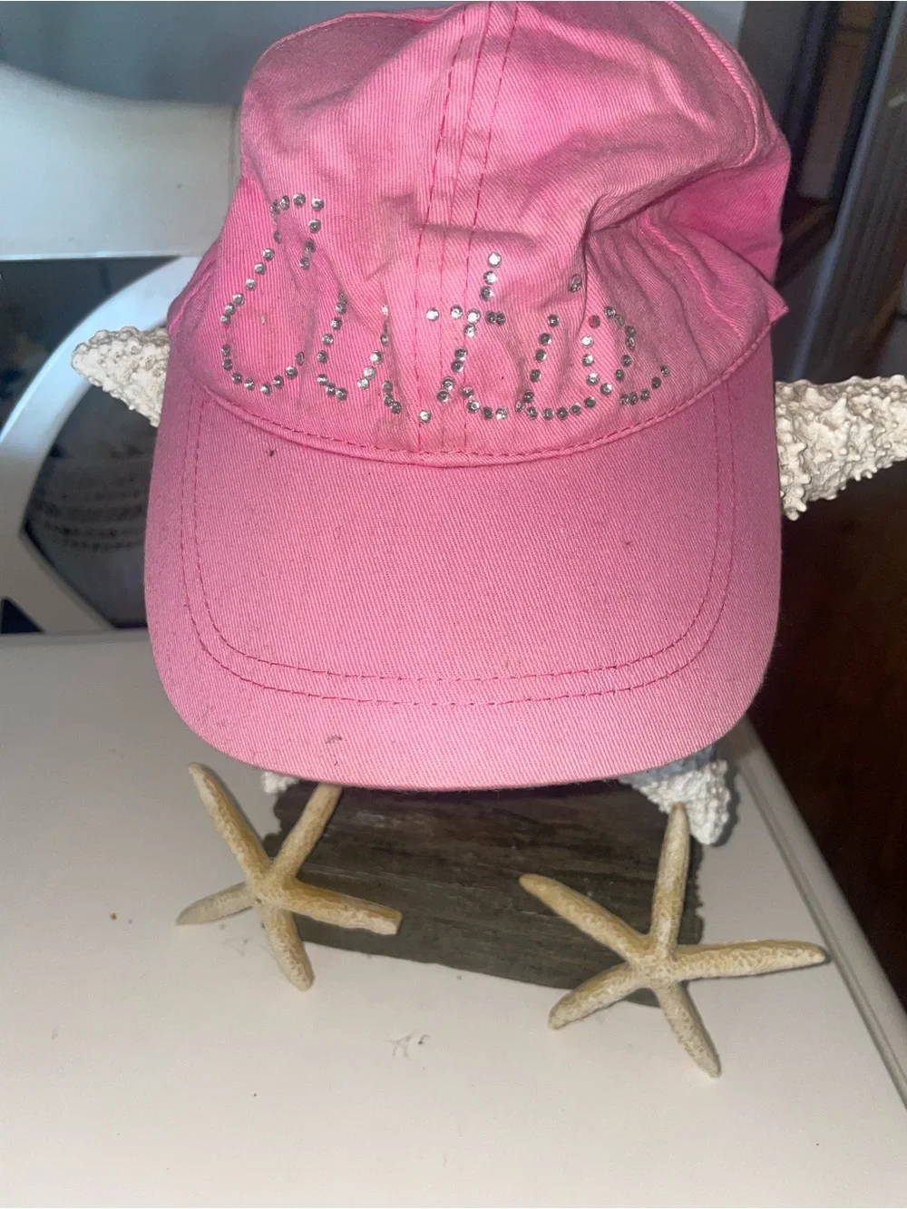 Pink Rhinestone Script Baseball Cap “cutie” - Picture 1 of 2